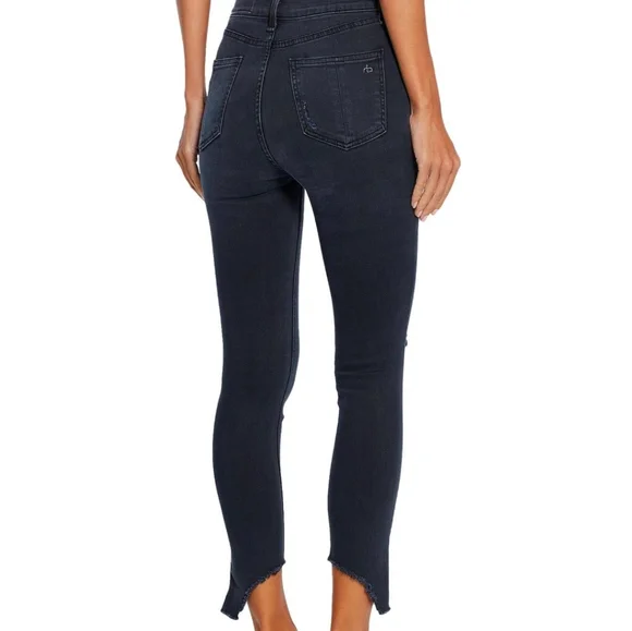 rag & bone High Rise Ankle Skinny Distress Raw-cut Jeans Black Steel Siz… - Picture 5 of 5
